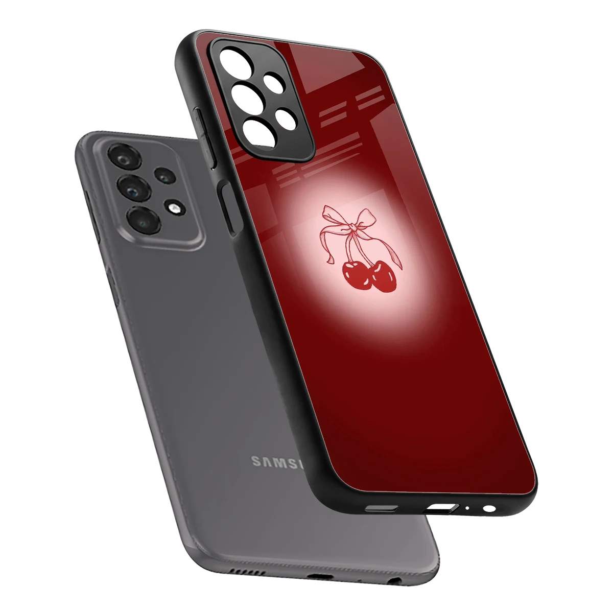 Cherry Bow sleek samsung galaxy a23 cover with tempered glass back and TPU edges