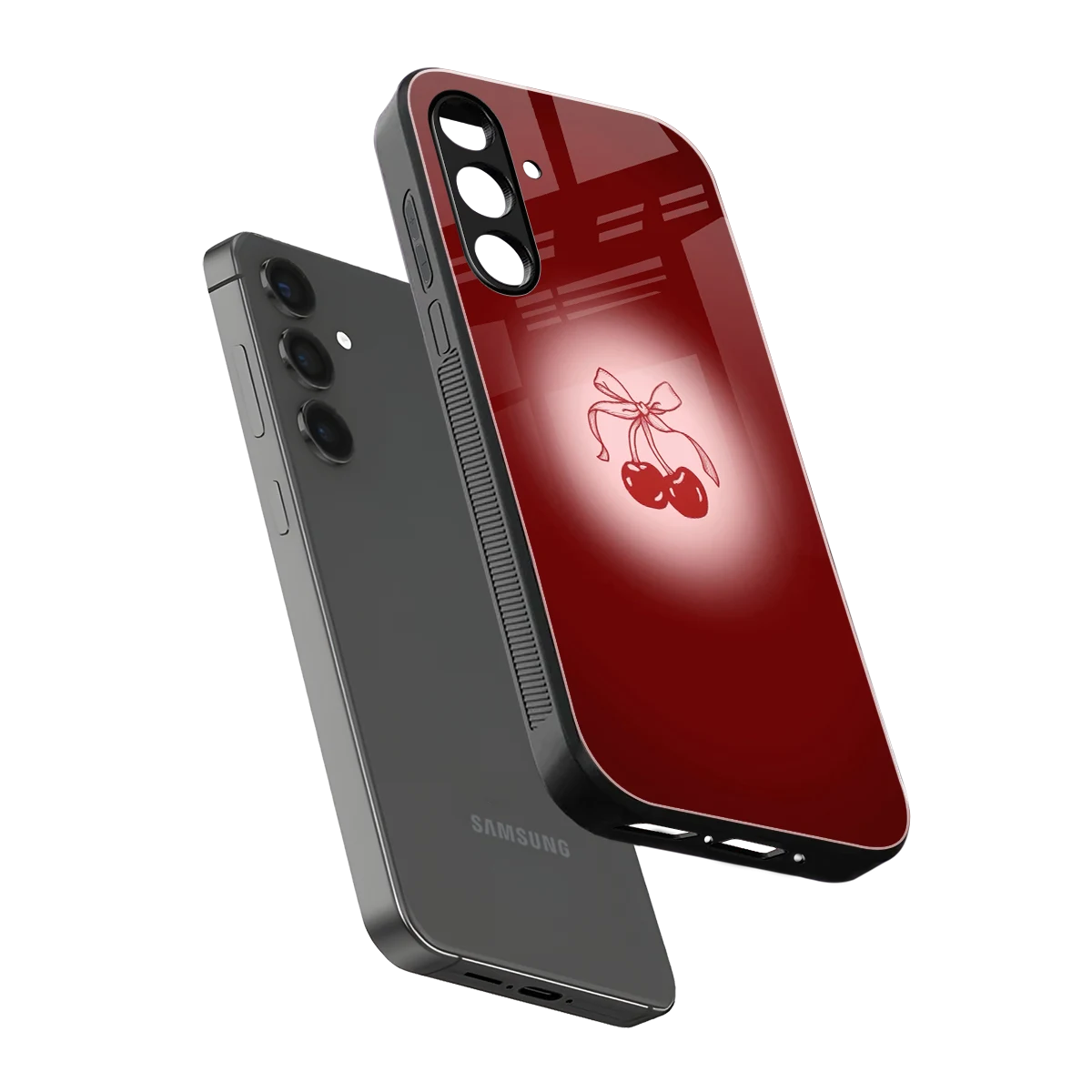 Cherry Bow sleek samsung galaxy a16 5g cover with tempered glass back and TPU edges