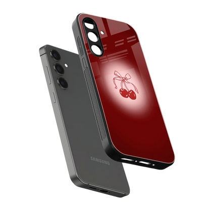 Cherry Bow sleek samsung galaxy a14 5g cover with tempered glass back and TPU edges