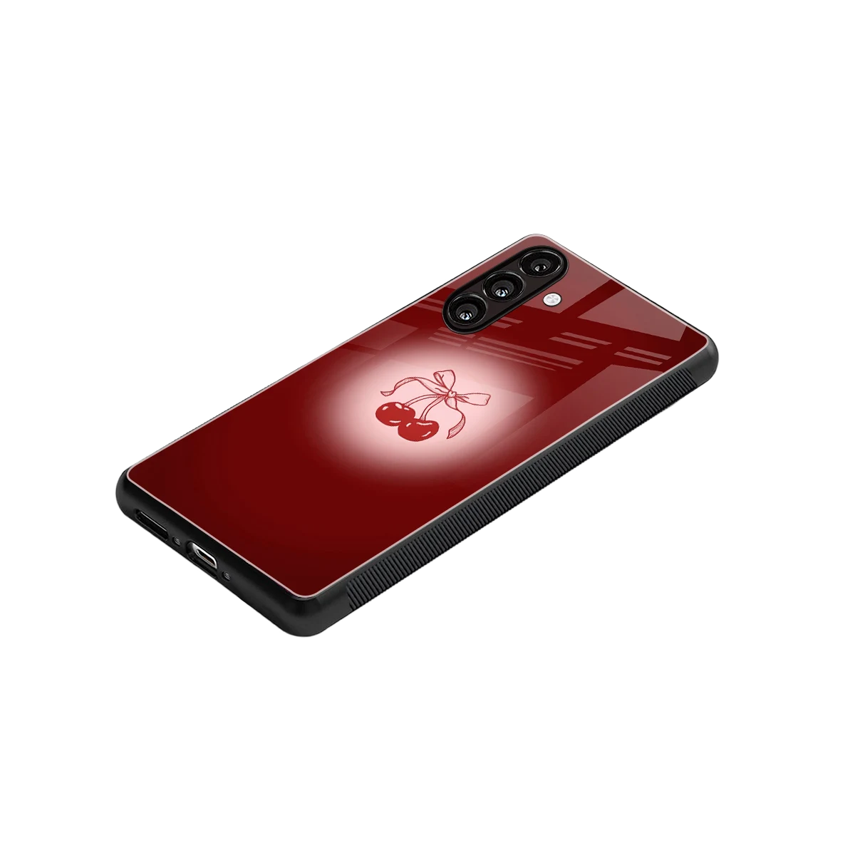 Cherry Bow stylish phone case for samsung galaxy a16 5g | glossy glass and slim fit