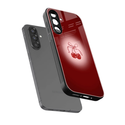 Cherry Bow sleek samsung galaxy a56 5g cover with tempered glass back and TPU edges