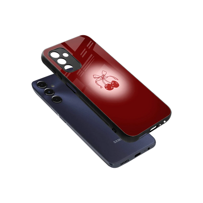 Cherry Bow sleek samsung galaxy m14 5g cover with tempered glass back and TPU edges