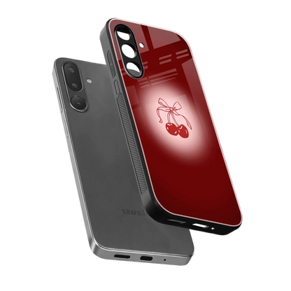 Cherry Bow sleek samsung galaxy m36 5g cover with tempered glass back and TPU edges