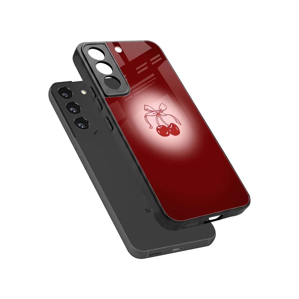 Cherry Bow sleek samsung galaxy s22 cover with tempered glass back and TPU edges
