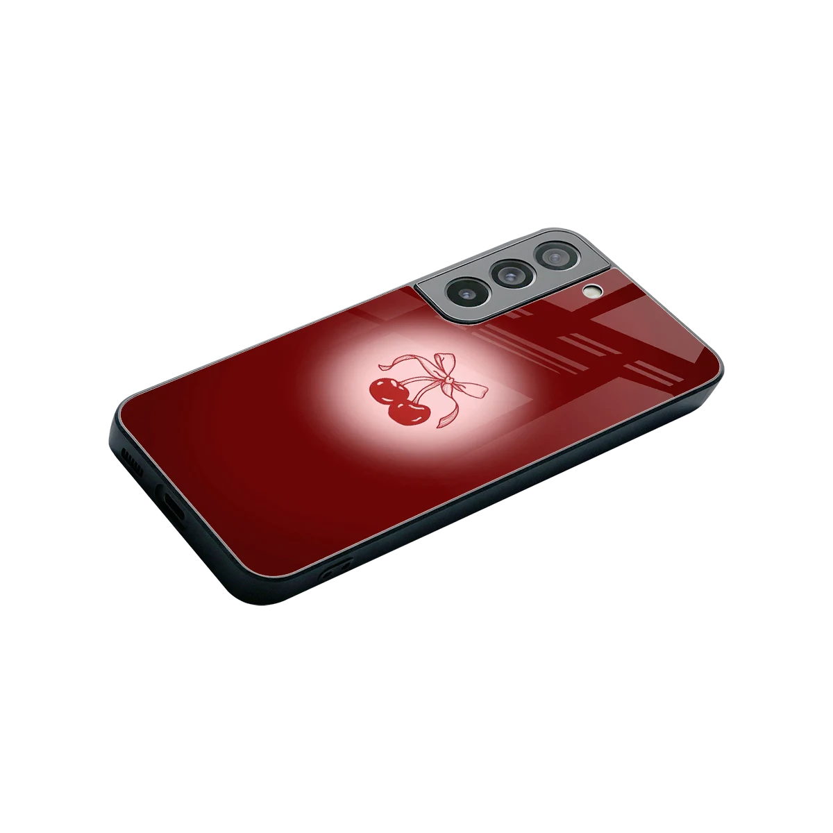 Cherry Bow stylish phone case for samsung galaxy s22 | glossy glass and slim fit