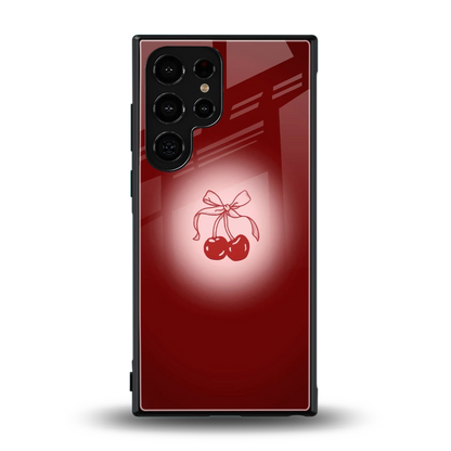 Cherry Bow back phone cover | glass case for samsung galaxy s23 ultra