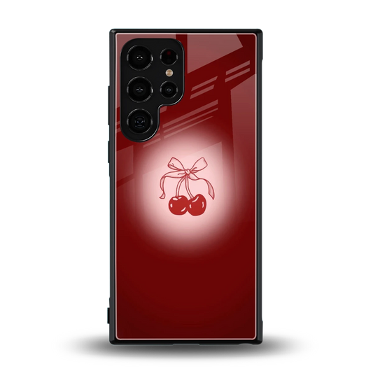 Cherry Bow back phone cover | glass case for samsung galaxy s23 ultra