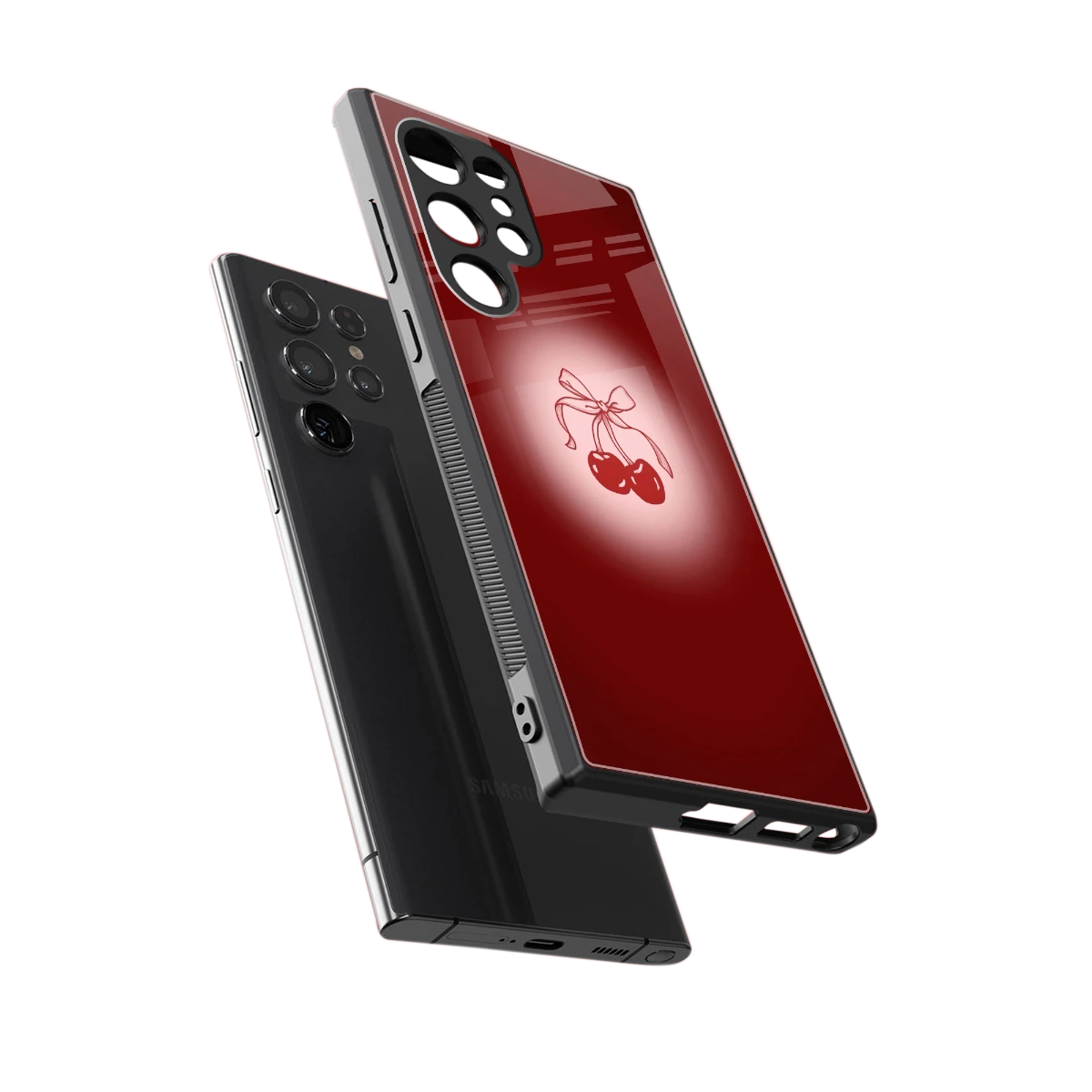Cherry Bow sleek samsung galaxy s23 ultra cover with tempered glass back and TPU edges