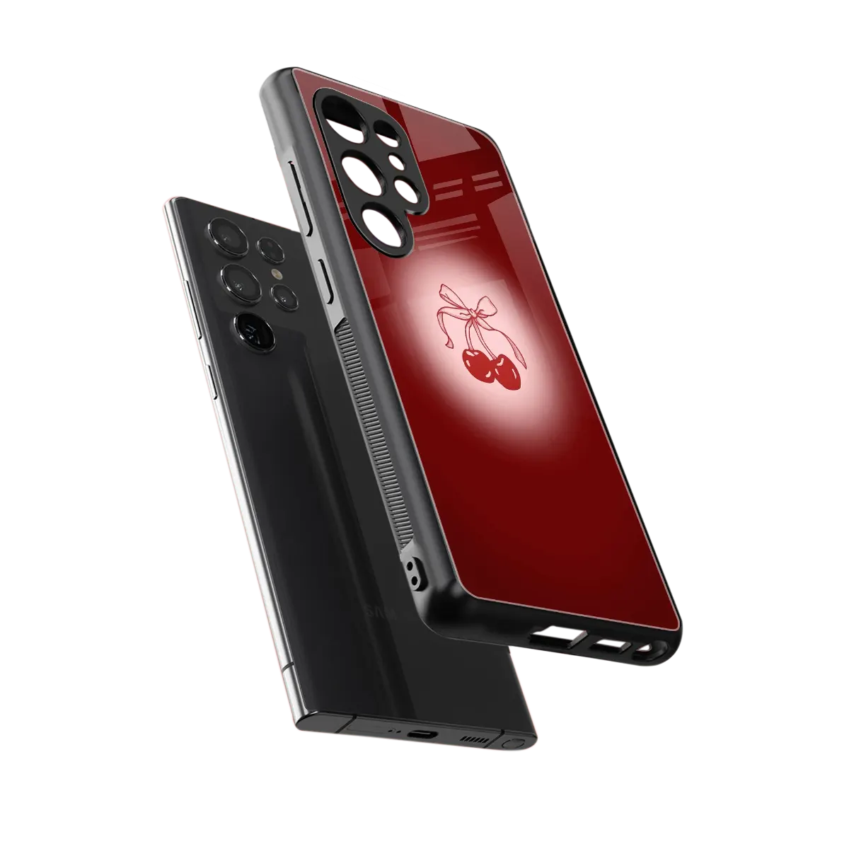 Cherry Bow sleek samsung galaxy s25 ultra cover with tempered glass back and TPU edges