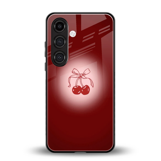 Cherry Bow back phone cover | glass case for samsung galaxy s24