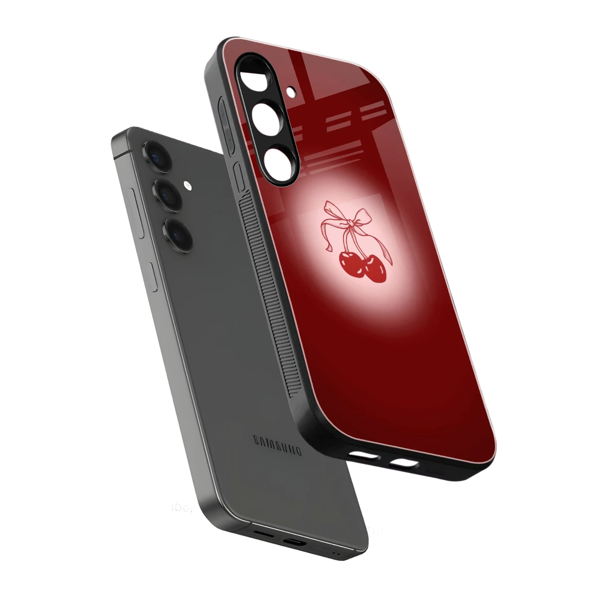 Cherry Bow sleek samsung galaxy s23 fe cover with tempered glass back and TPU edges