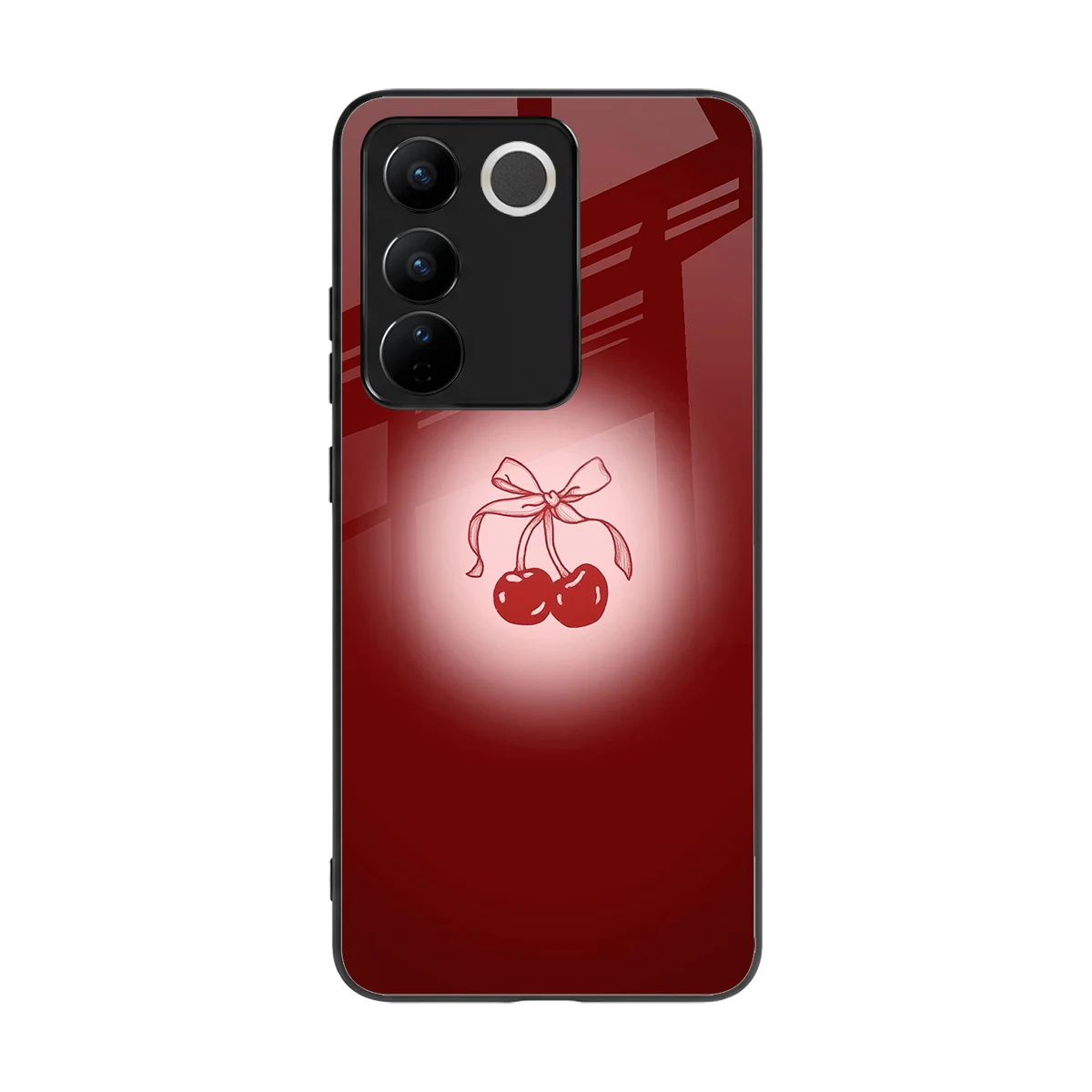 Cherry Bow back phone cover | glass case for vivo v27 5g
