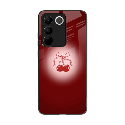 Cherry Bow back phone cover | glass case for vivo v27 5g
