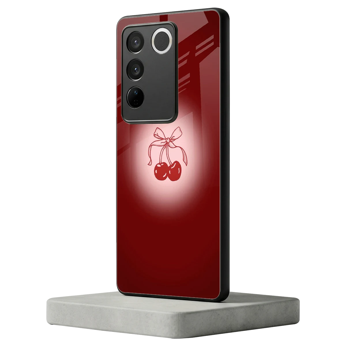 Cherry Bow vivo v27 5g mobile cover | shockproof glass phone case