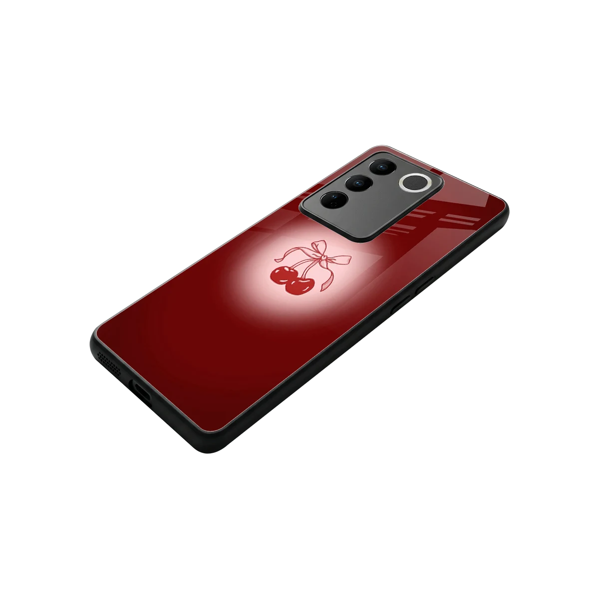 Cherry Bow stylish phone case for vivo v27 5g | glossy glass and slim fit