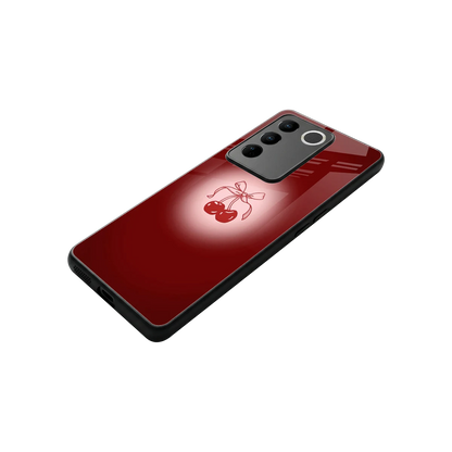 Cherry Bow stylish phone case for vivo v27 5g | glossy glass and slim fit