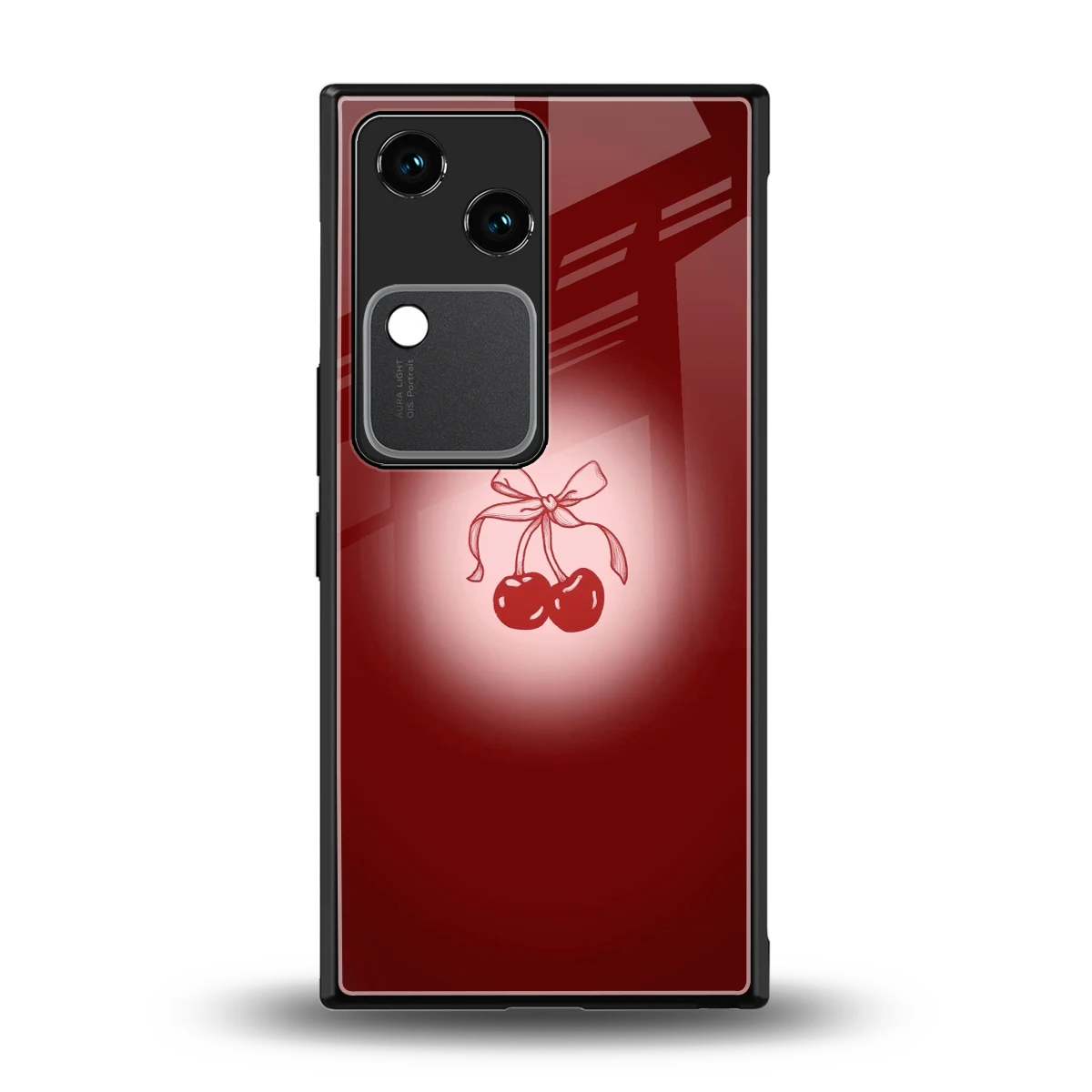 Cherry Bow back phone cover | glass case for vivo v30