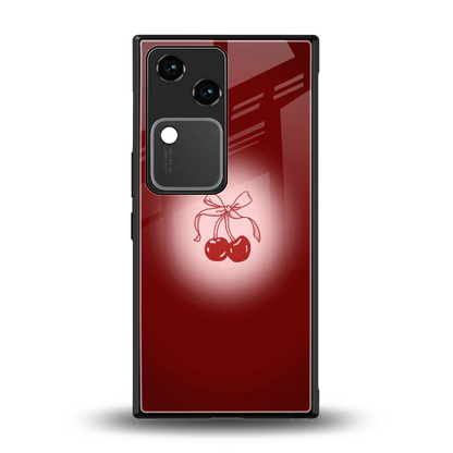 Cherry Bow back phone cover | glass case for vivo v30