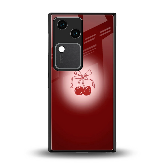 Cherry Bow back phone cover | glass case for vivo v30