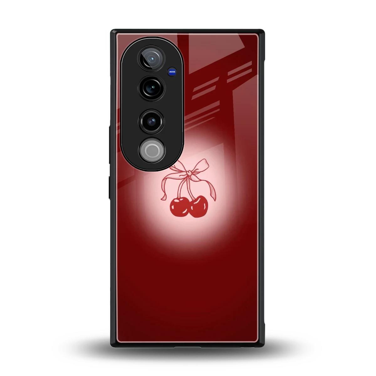 Cherry Bow back phone cover | glass case for vivo v40 pro