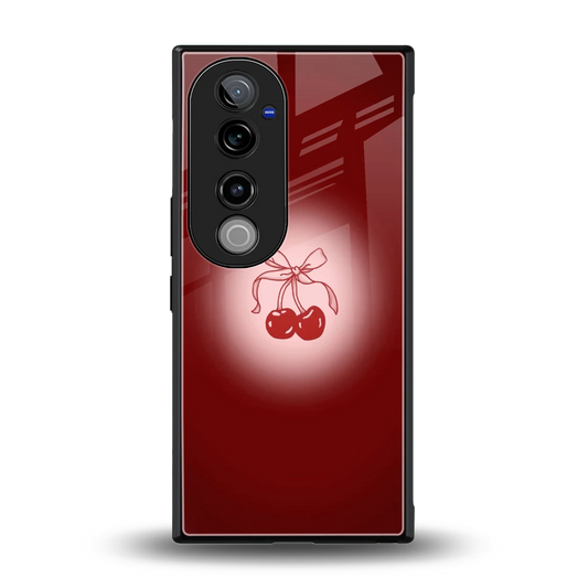 Cherry Bow back phone cover | glass case for vivo v40 pro