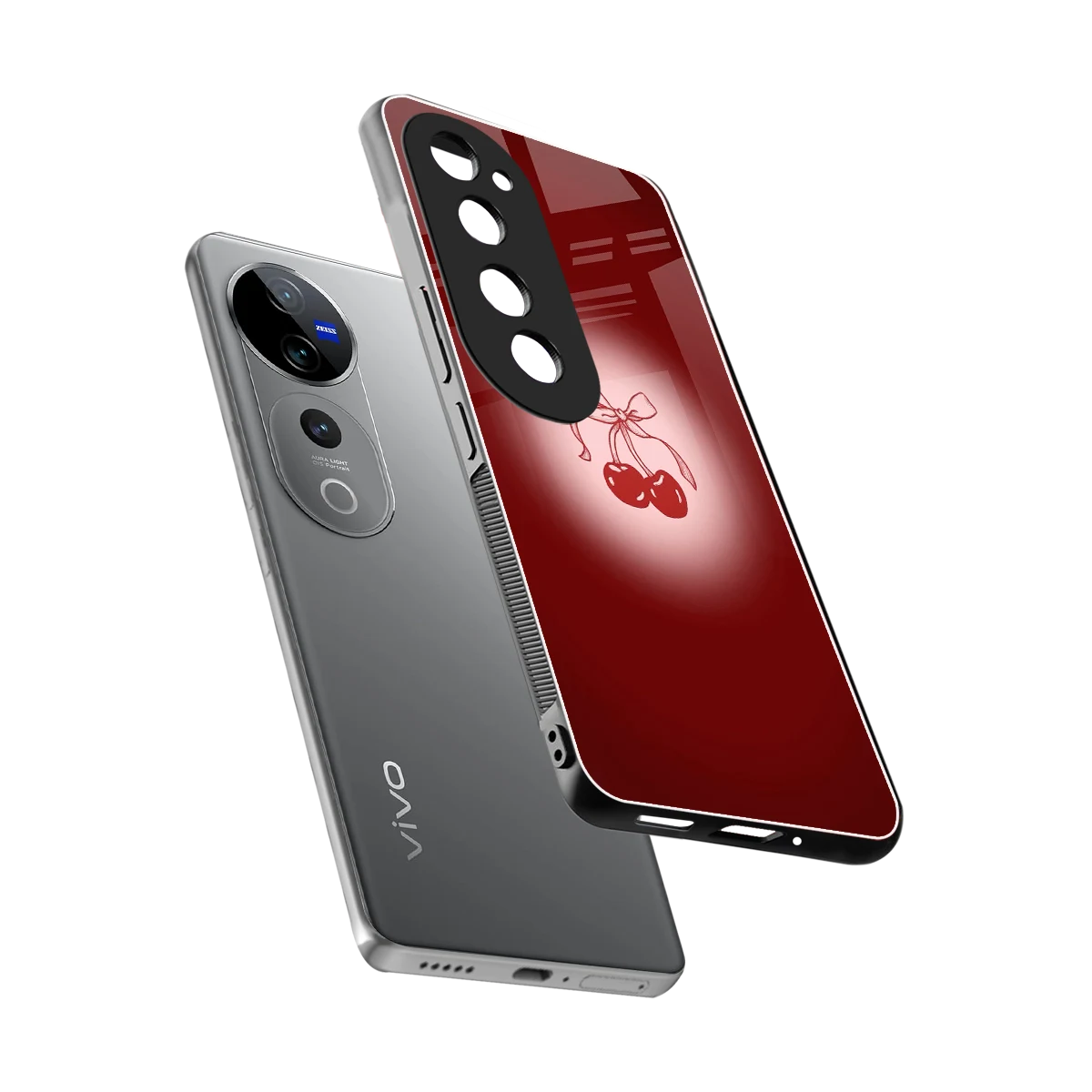 Cherry Bow sleek vivo v40 pro cover with tempered glass back and TPU edges