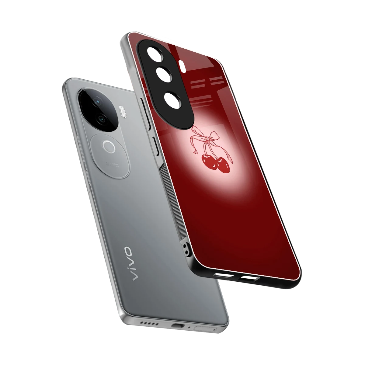 Cherry Bow sleek vivo v40e cover with tempered glass back and TPU edges