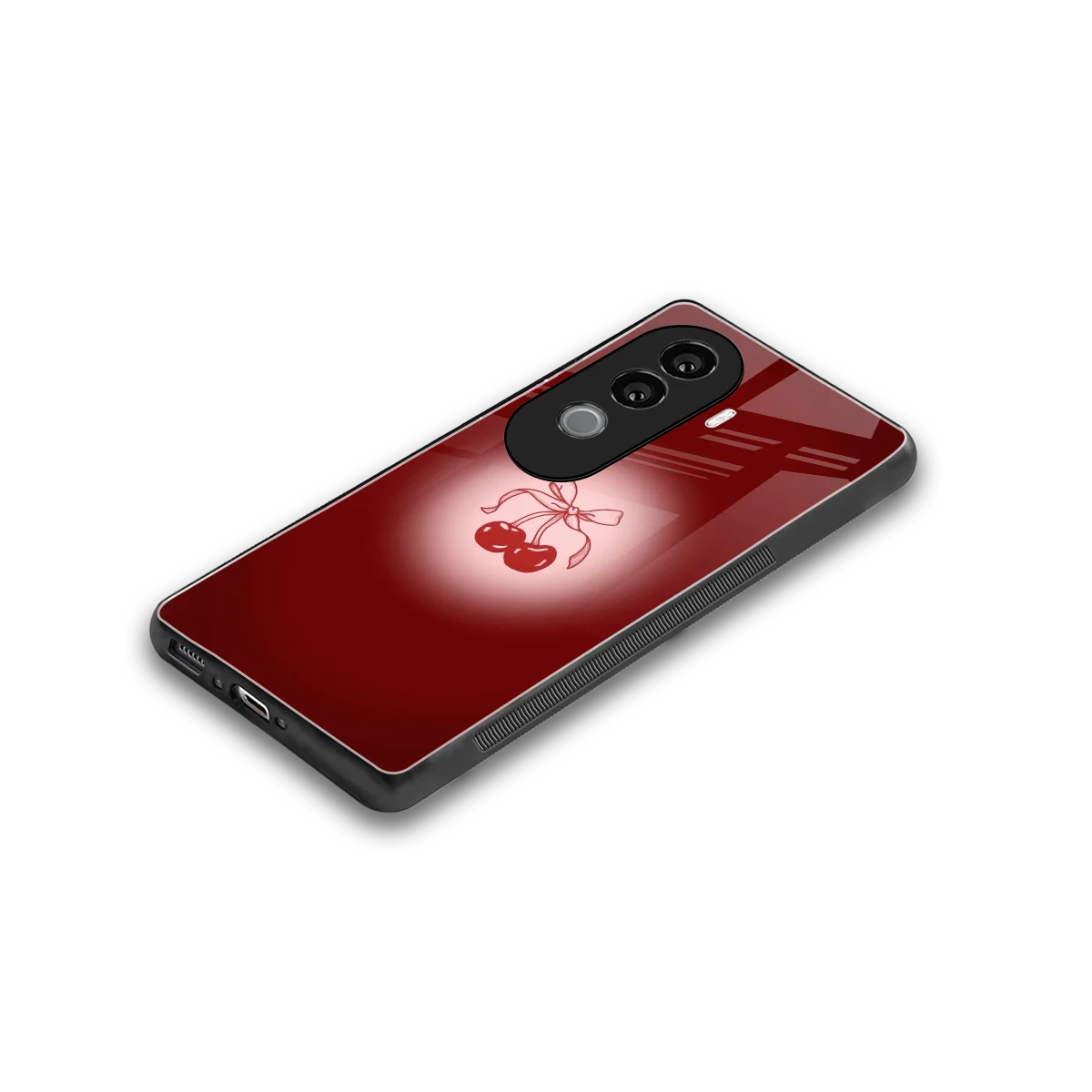 Cherry Bow stylish phone case for vivo v40e | glossy glass and slim fit