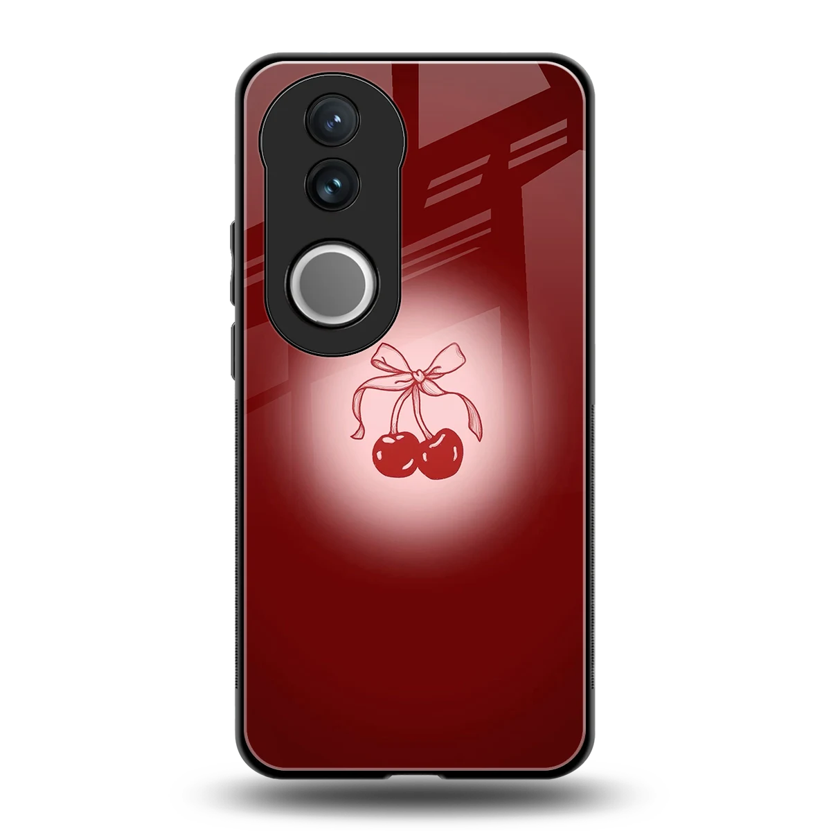 Cherry Bow back phone cover | glass case for vivo v50