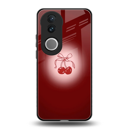 Cherry Bow back phone cover | glass case for vivo v50