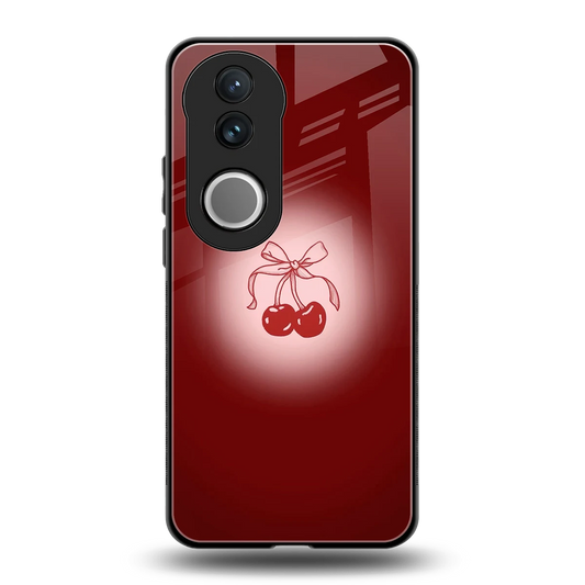Cherry Bow back phone cover | glass case for vivo v50