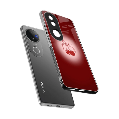 Cherry Bow sleek vivo v50 cover with tempered glass back and TPU edges