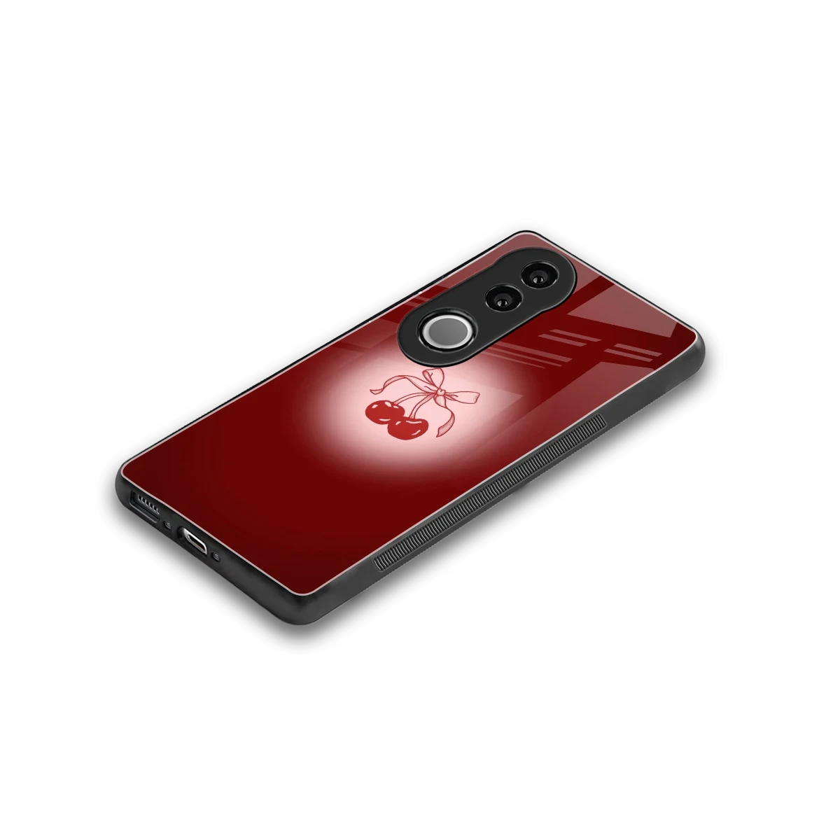 Cherry Bow stylish phone case for vivo v50 | glossy glass and slim fit