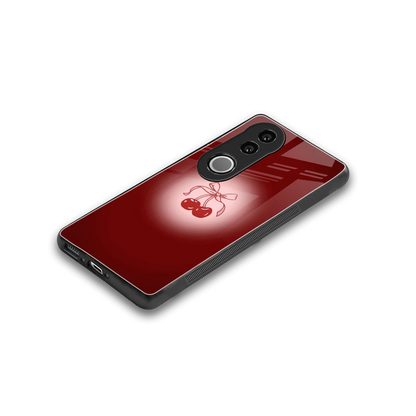 Cherry Bow stylish phone case for vivo v50 | glossy glass and slim fit