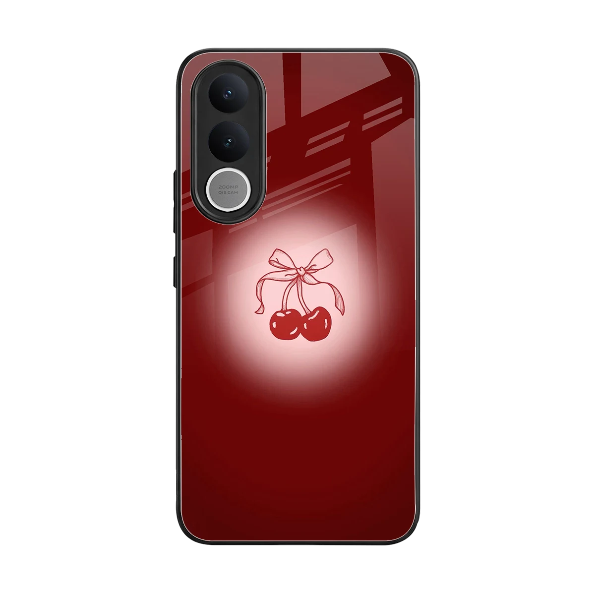 Cherry Bow back phone cover | glass case for vivo v70 fe