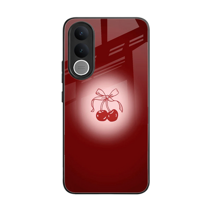Cherry Bow back phone cover | glass case for vivo v70 fe