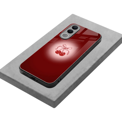 Cherry Bow stylish phone case for vivo v70 fe | glossy glass and slim fit