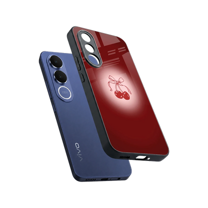 Cherry Bow sleek vivo v70 fe cover with tempered glass back and TPU edges