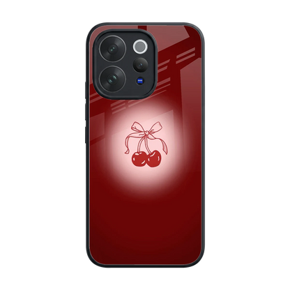 Cherry Bow back phone cover | glass case for vivo v70 elite