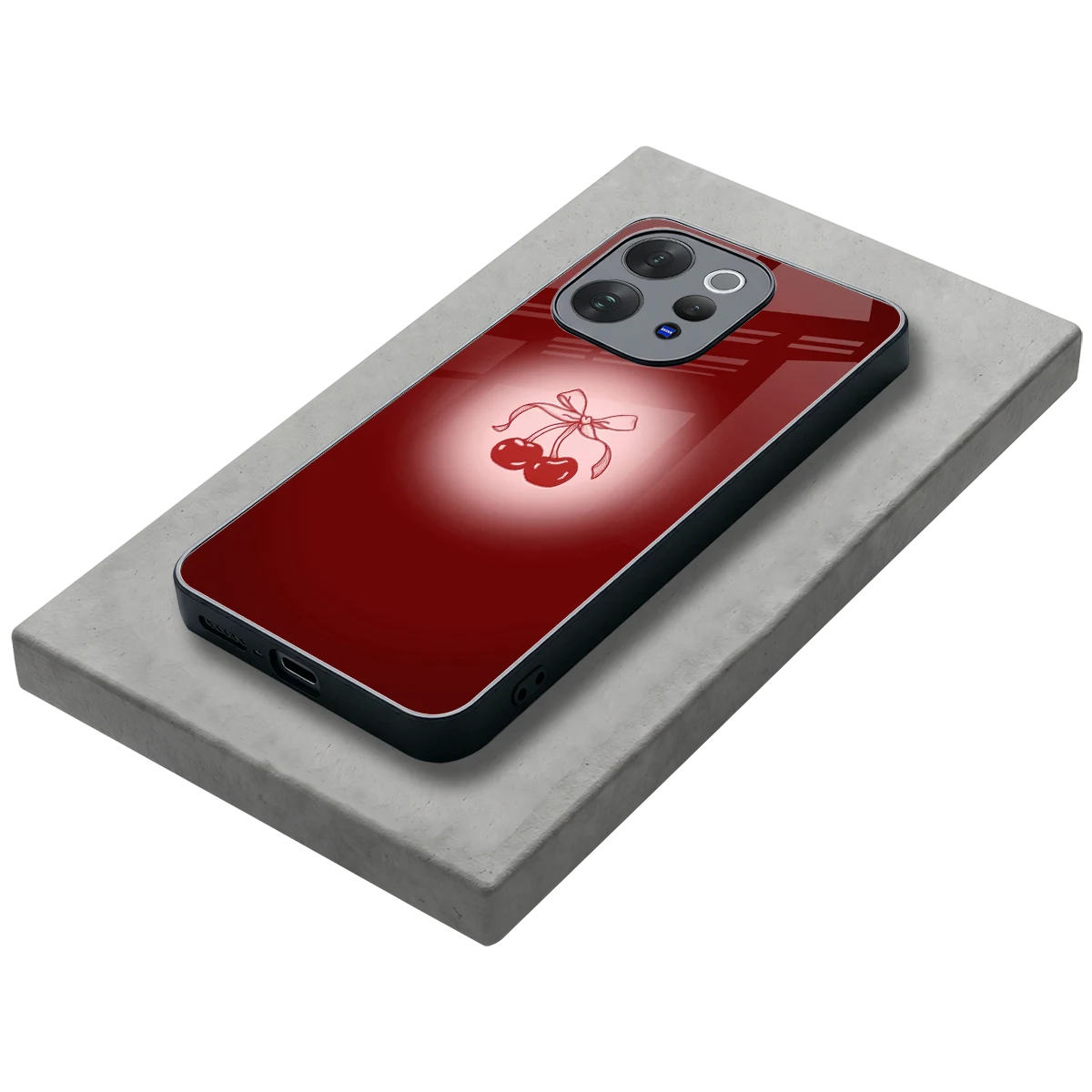 Cherry Bow stylish phone case for vivo v70 elite | glossy glass and slim fit