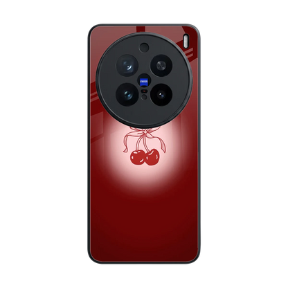 Cherry Bow back phone cover | glass case for vivo x200 pro