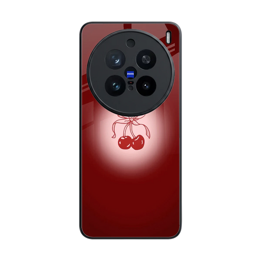 Cherry Bow back phone cover | glass case for vivo x200 pro
