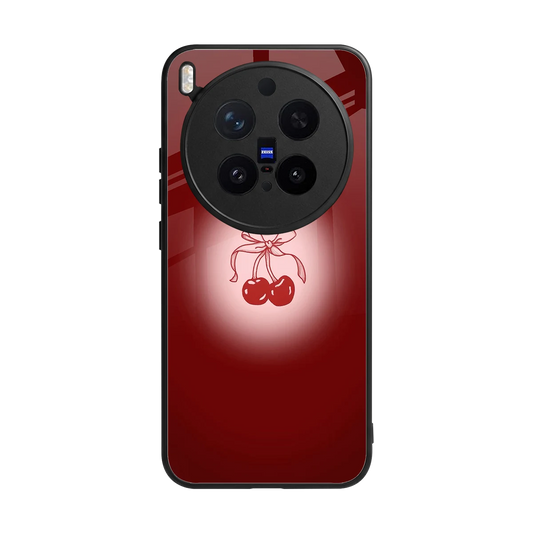 Cherry Bow back phone cover | glass case for vivo x300 pro