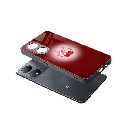 Cherry Bow sleek Vivo-y100 cover with tempered glass back and TPU edges