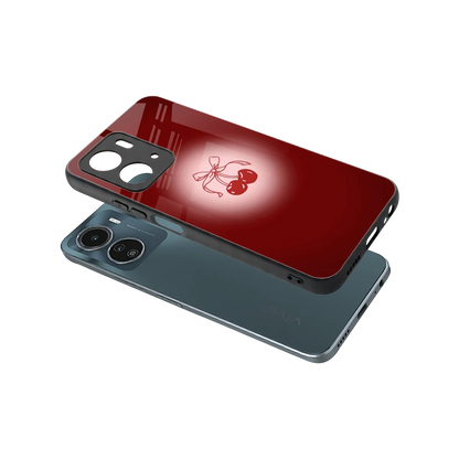 Cherry Bow sleek vivo y16 cover with tempered glass back and TPU edges