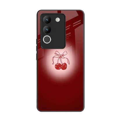 Cherry Bow back phone cover | glass case for vivo y200 5g