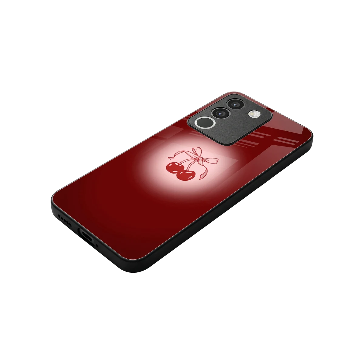 Cherry Bow stylish phone case for vivo y200 5g | glossy glass and slim fit