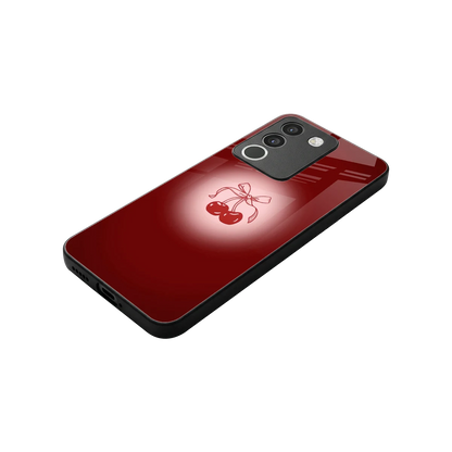Cherry Bow stylish phone case for vivo y200 5g | glossy glass and slim fit
