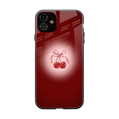 Cherry Bow back phone cover | glass case for iphone 12
