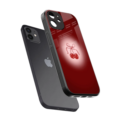 Cherry Bow sleek iphone 11 cover with tempered glass back and TPU edges